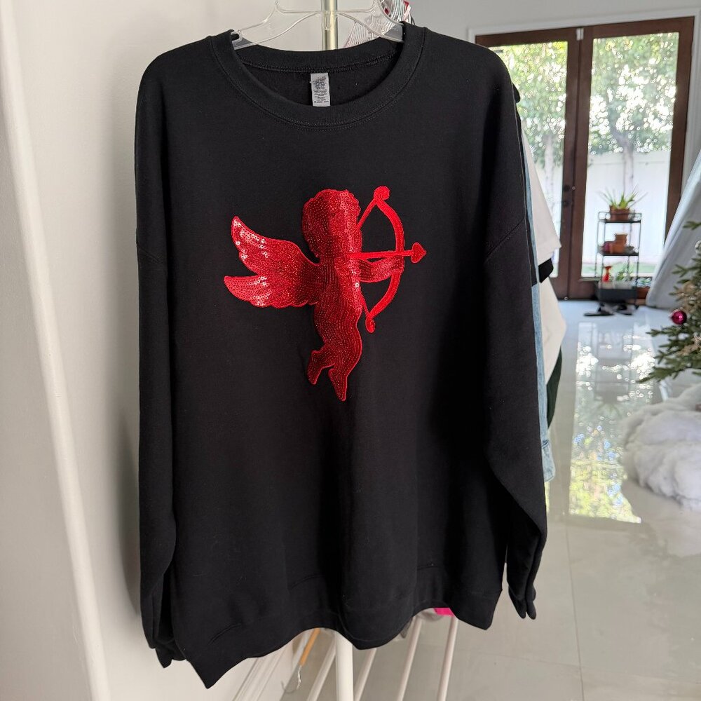 Cupid sequins graphic sweatshirt